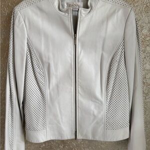 Dana Buchman White Perforated Leather Women's Jacket 14